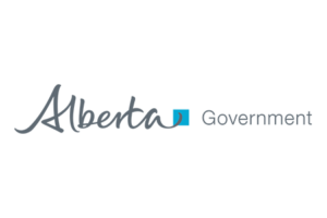 Alberta Government logo in grey font text with blue icon