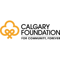 Logo de la Calgary Foundation en caractères noirs avec une icône orange et le slogan "For Community, Forever" en caractères noirs.
