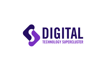 Digital Technology Supercluster logo with purple icon and font text