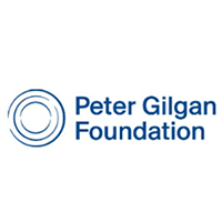 Peter Gilgan Foundation with blue icon and font text