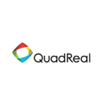Logo du groupe QuadReal Property Group en texte de police noire avec icône multicolore