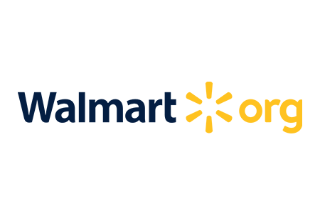 Logo de la fondation Walmart en texte de police bleu et jaune