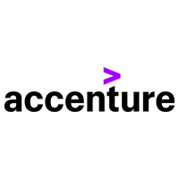 Logo Accenture avec le signe "plus grand que" en violet et texte en caractères noirs
