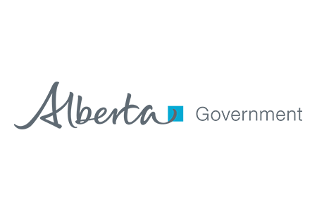 Alberta Government logo in grey font text with blue icon